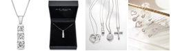 Macy's Diamond Graduated Three-Stone Pendant Necklace (1 ct. t.w.) in 14k White Gold, 18" + 2" extender